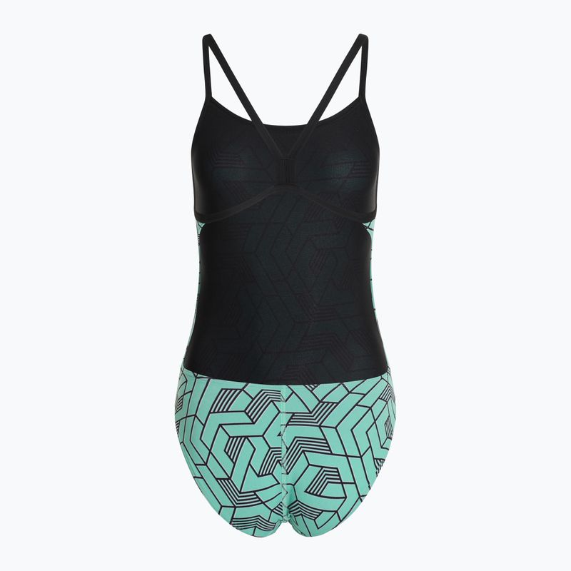 Дамски бански костюм от една част arena Escape Challenge Back black/water blue multi 2