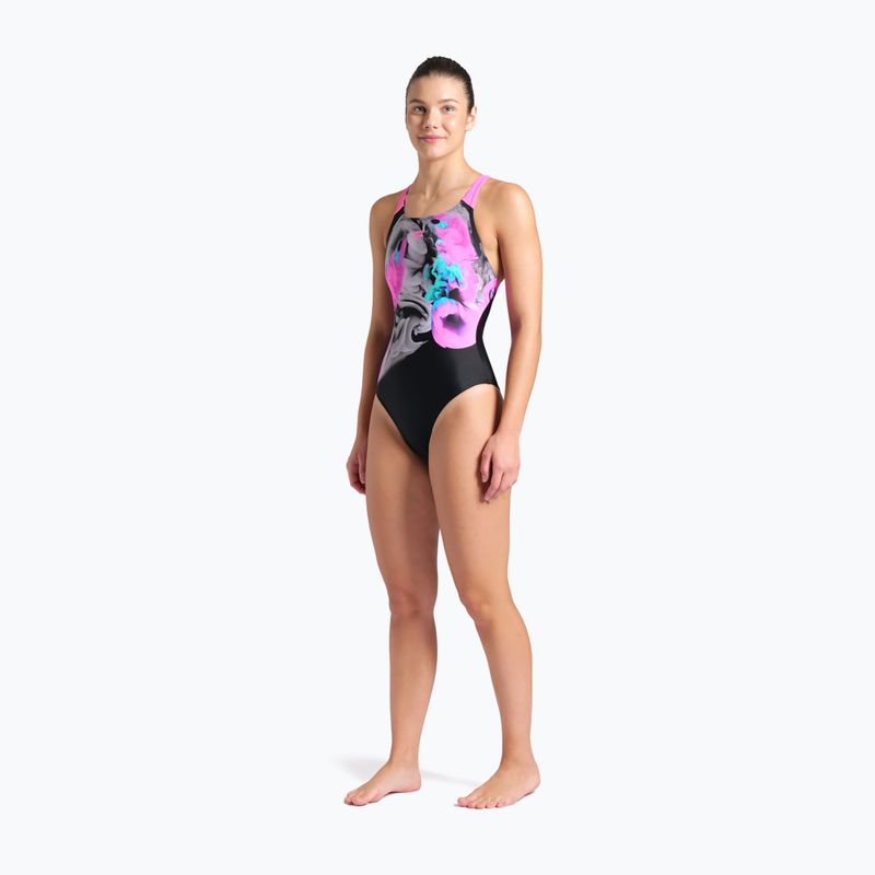 Дамски бански костюм от една част arena Imaginary Swim Pro Back black/shocking pink/multi 6
