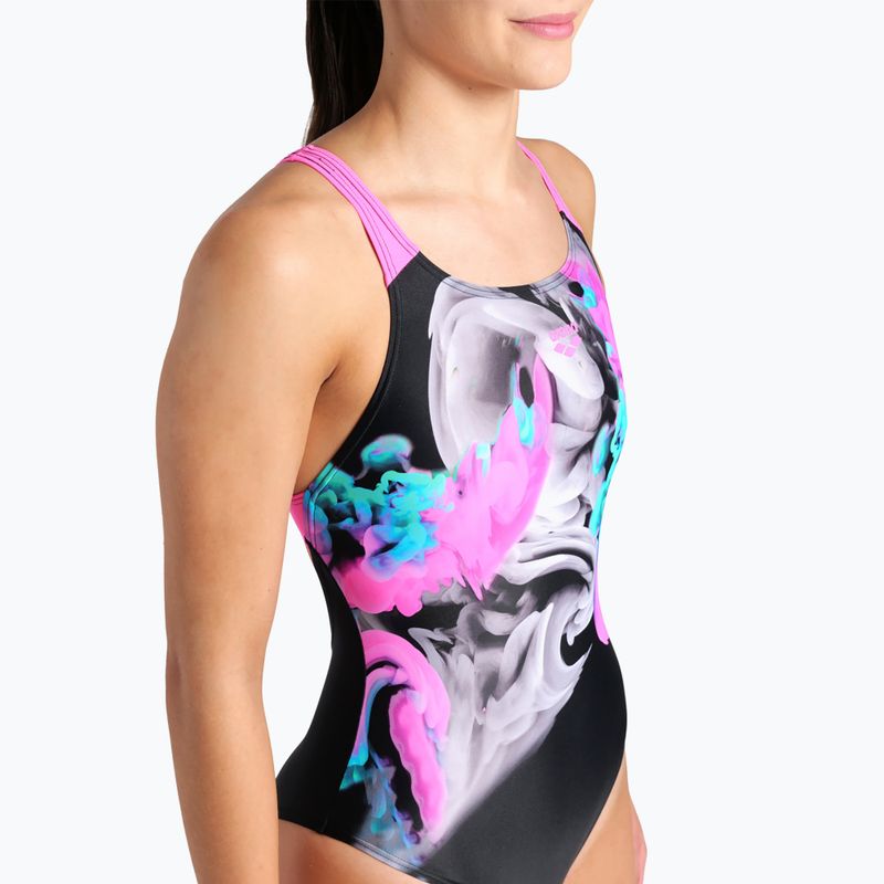 Дамски бански костюм от една част arena Imaginary Swim Pro Back black/shocking pink/multi 8