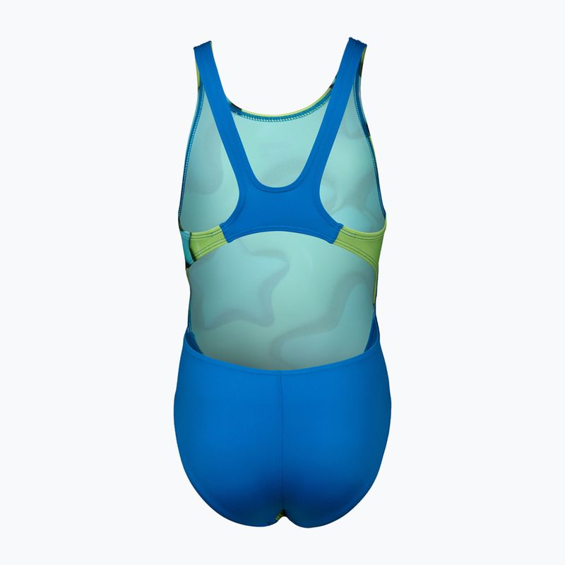 Детски бански костюм от една част arena Star Shaped Swim Tech L blue river/soft green/multi 2