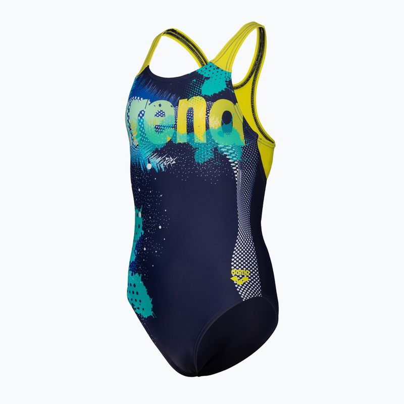 Детски бански костюм от една част arena Light Tricks Swim Pro Back navy/soft green/multi 3