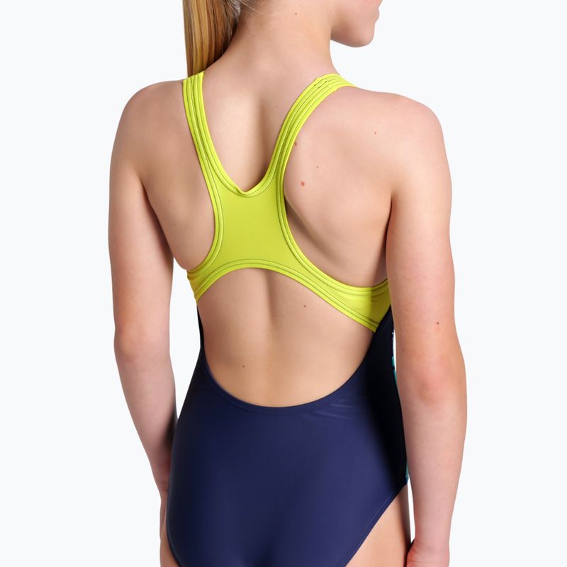 Детски бански костюм от една част arena Light Tricks Swim Pro Back navy/soft green/multi 9