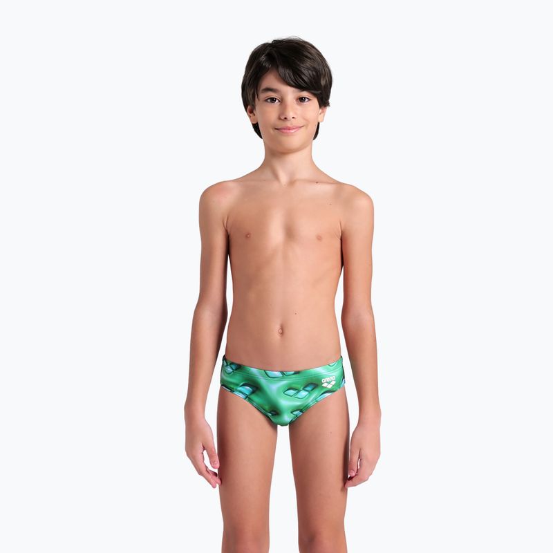 Детски слипове за плуване arena Foam Swim Briefs black/soft green multi 5