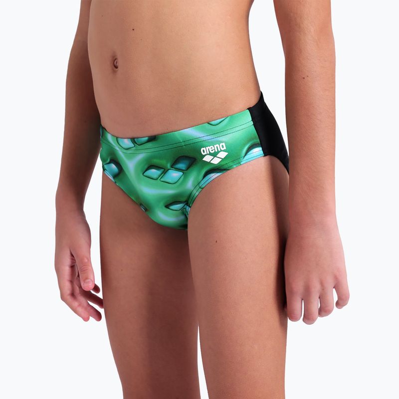 Детски слипове за плуване arena Foam Swim Briefs black/soft green multi 8