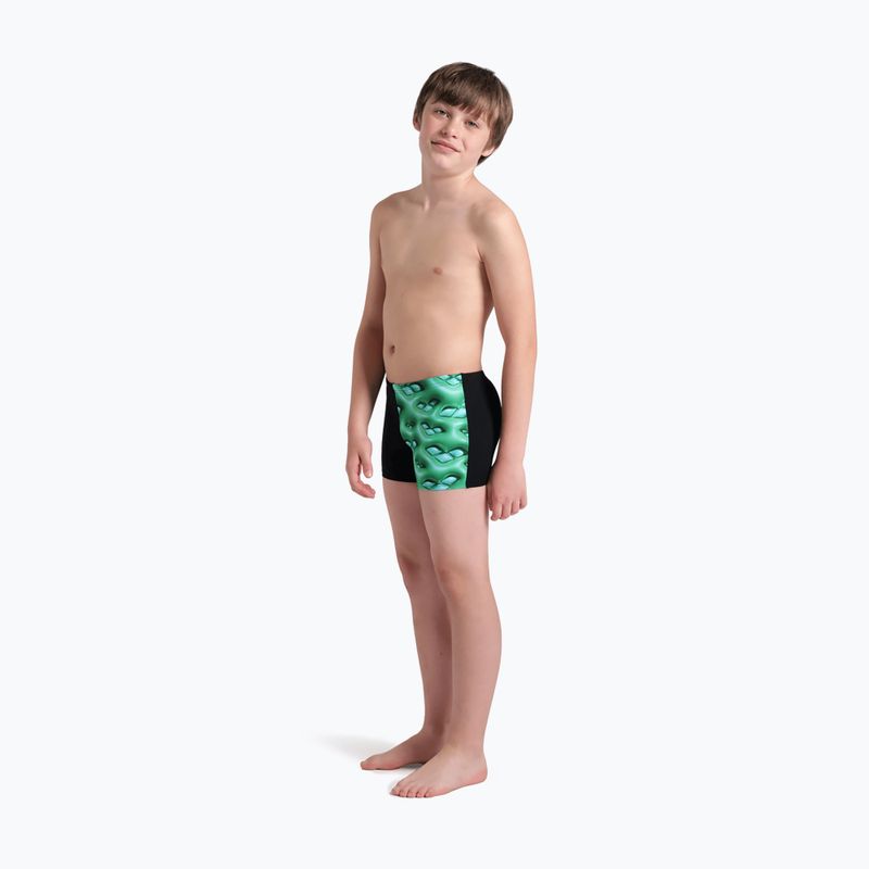 Детски боксерки за плуване arena Foam Swim Short black/soft green multi 6