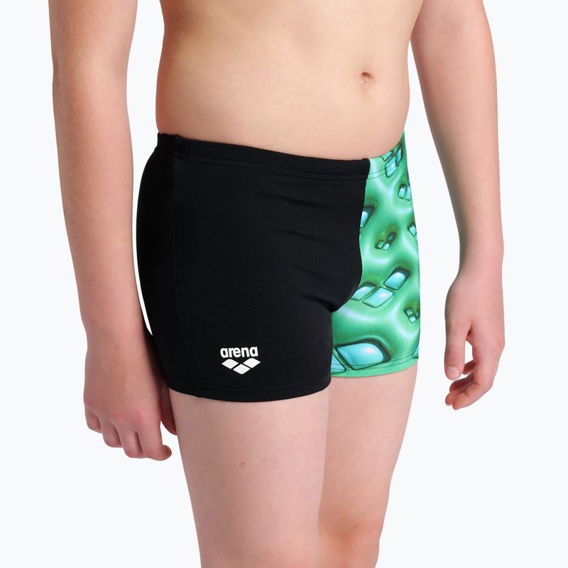 Детски боксерки за плуване arena Foam Swim Short black/soft green multi 8