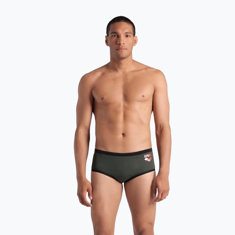 Мъжки боксерки за плуване arena One Low Waist Short Big Logo dark sage/black