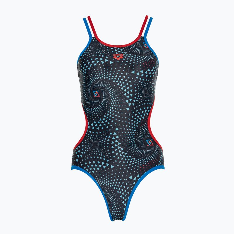 Дамски бански костюм от една част arena One Fireflow Double Cross blue river/red/black multi