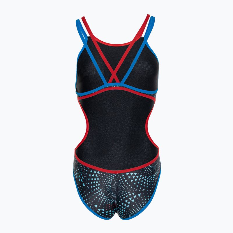 Дамски бански костюм от една част arena One Fireflow Double Cross blue river/red/black multi 2