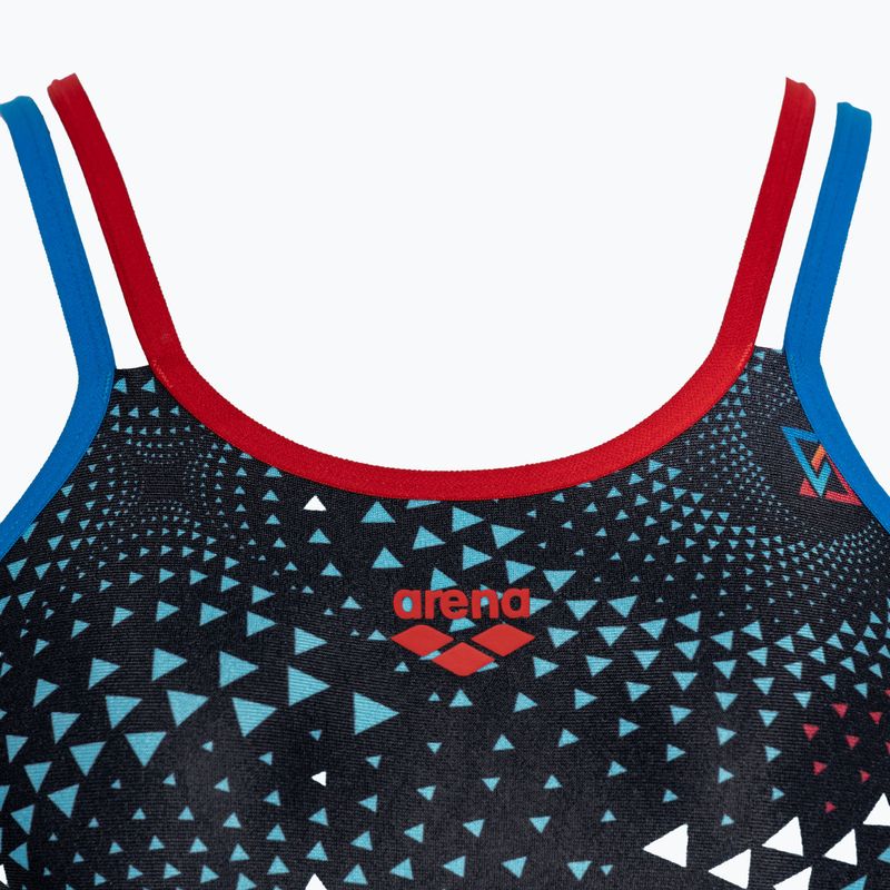 Дамски бански костюм от една част arena One Fireflow Double Cross blue river/red/black multi 3