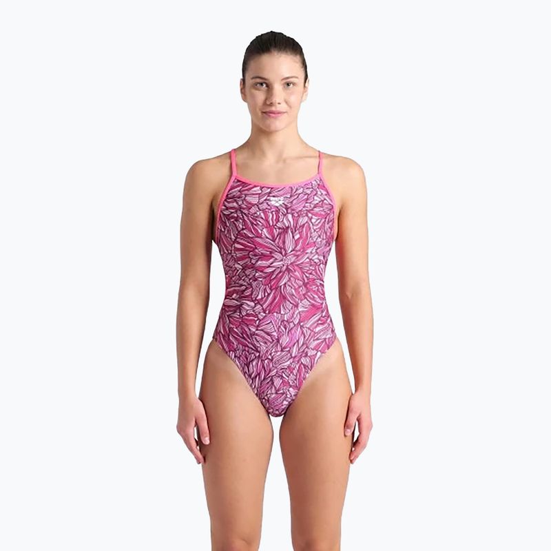 Дамски бански костюм от една част arena Pink Dahlia Lace Back shocking pink/multi