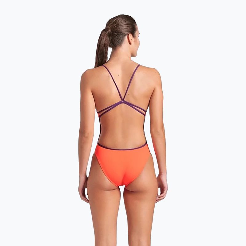 Дамски бански костюм от една част Arena Lace Back Solid bright coral/plum 3