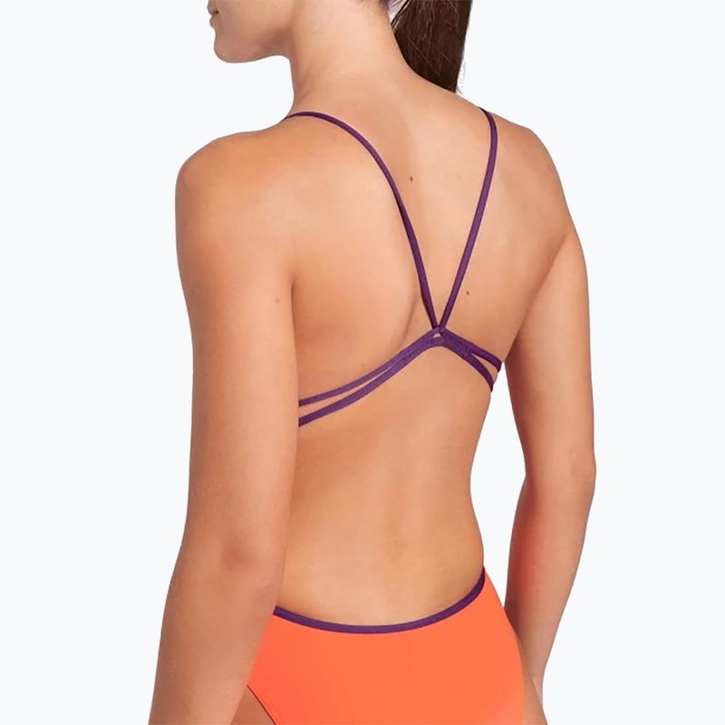 Дамски бански костюм от една част Arena Lace Back Solid bright coral/plum 5