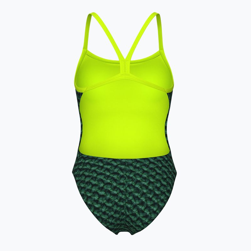 Дамски бански от една част Arena Monogram Challenge Back dark sage multi/artic lime 2
