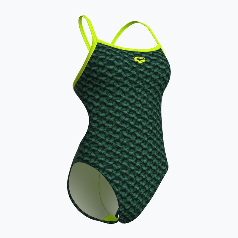 Дамски бански от една част Arena Monogram Challenge Back dark sage multi/artic lime 3