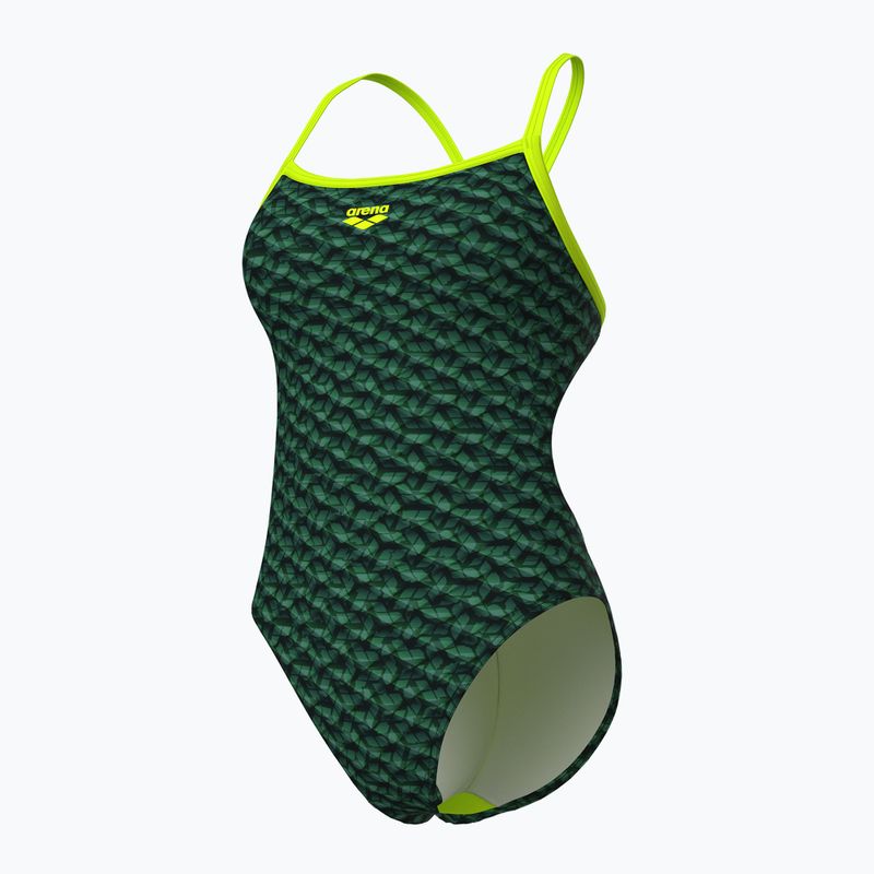 Дамски бански от една част Arena Monogram Challenge Back dark sage multi/artic lime 4
