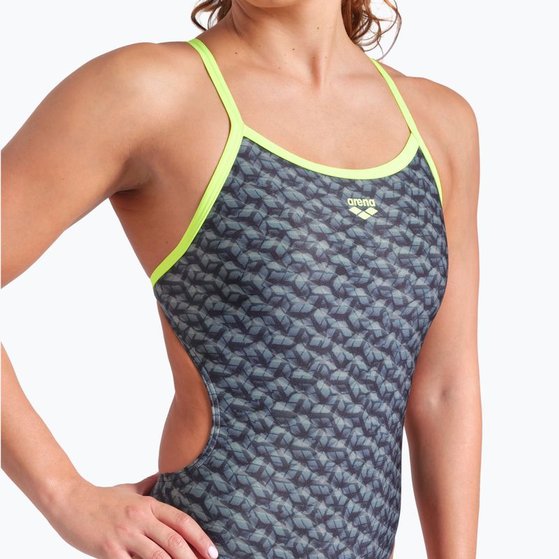 Дамски бански от една част Arena Monogram Challenge Back dark sage multi/artic lime 8