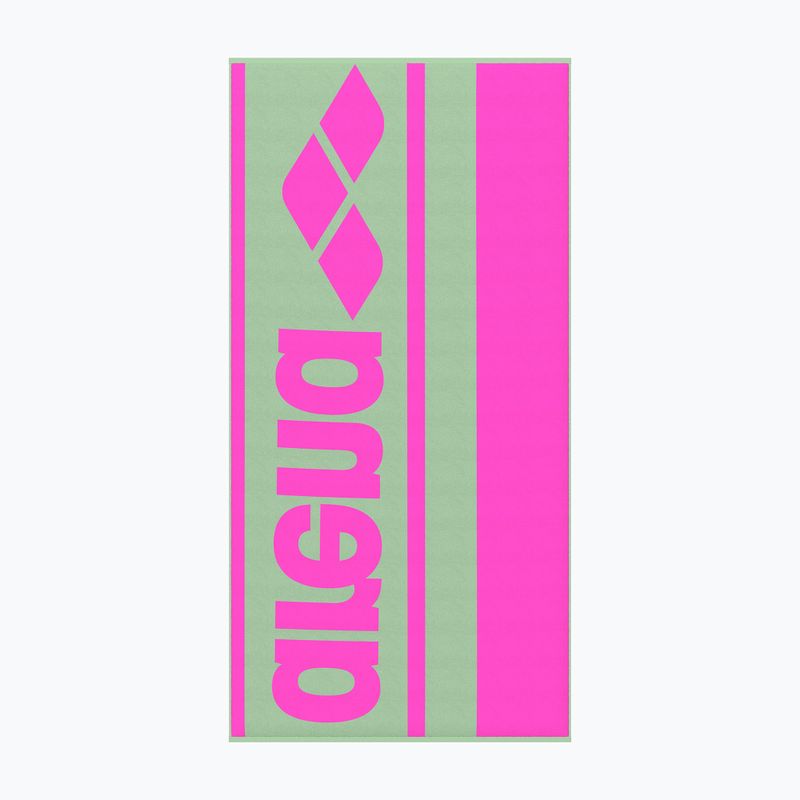 Arena Logotype Жакардова кърпа светло зелено/шокиращо розово 2