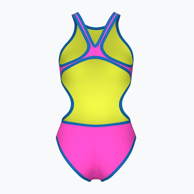 Дамски цял бански костюм arena One Biglogo One Piece shocking pink/blue river 2