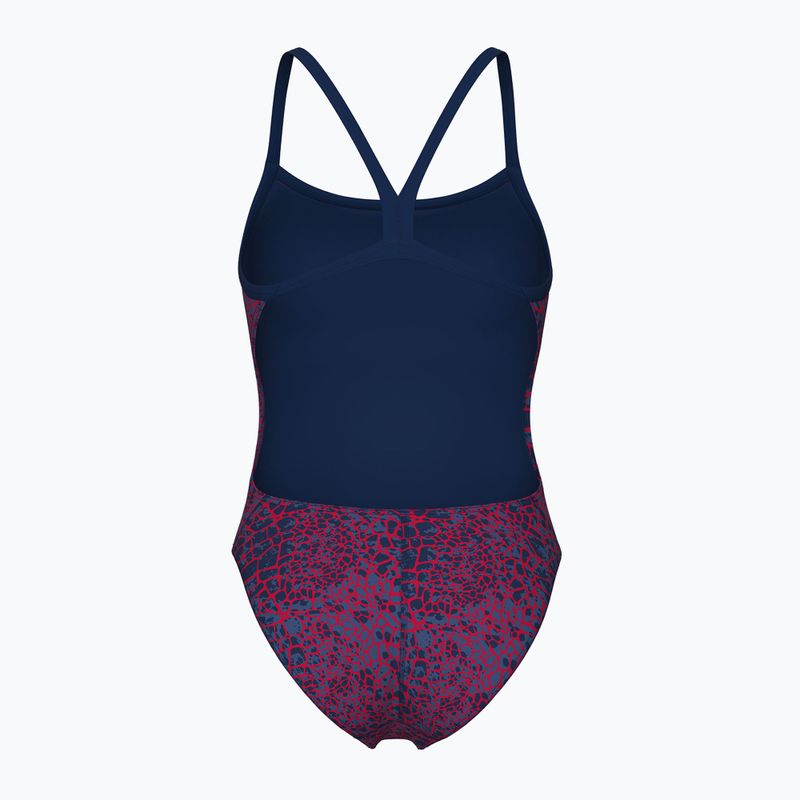 Дамски цял бански костюм arena Snake Skin Challenge navy/team redwhiteblue 2