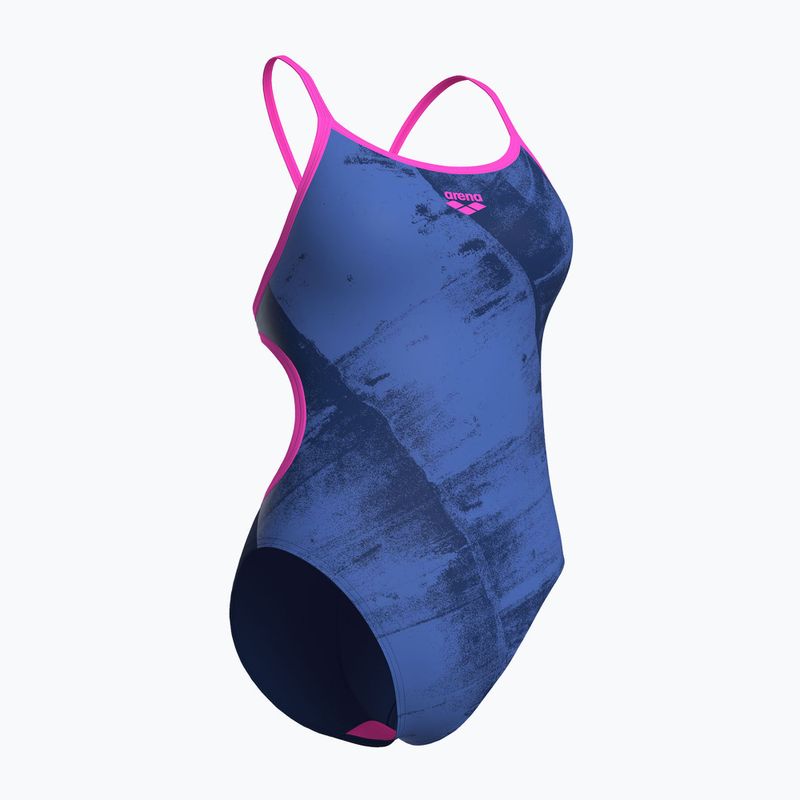 Дамски цял бански костюм arena Arch Lace Back multi blue/navy/shocking pink 3