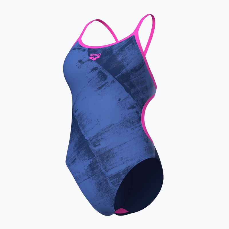 Дамски цял бански костюм arena Arch Lace Back multi blue/navy/shocking pink 4