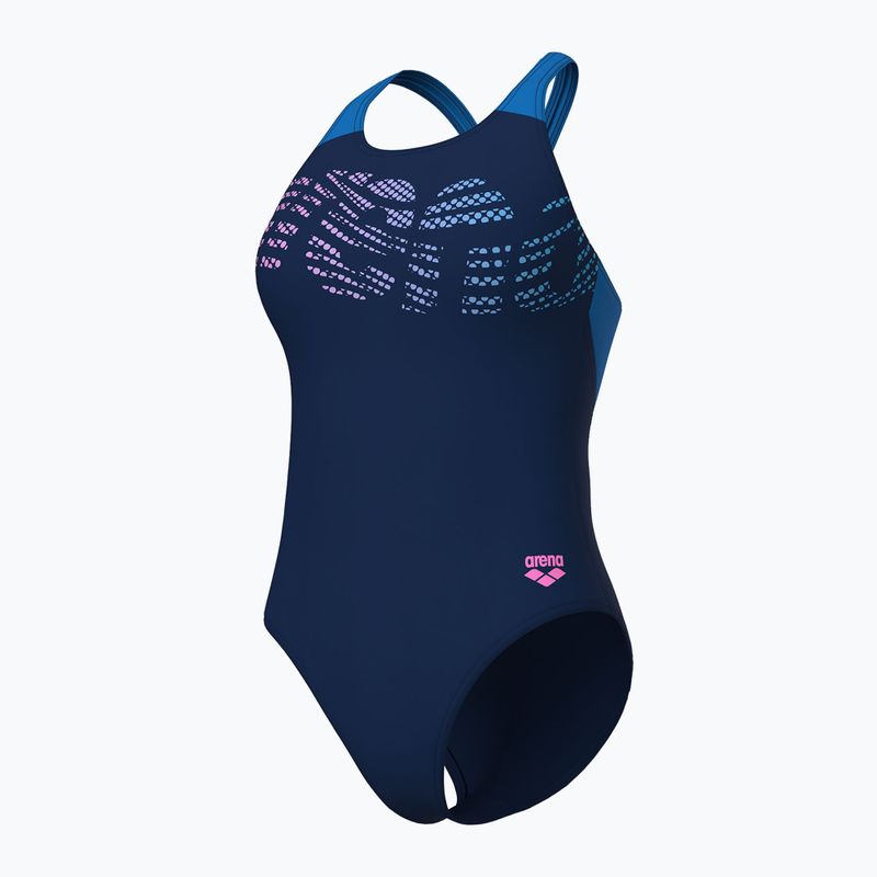 Дамски цял бански костюм Arena Flowing V Back navy/turquoise 4