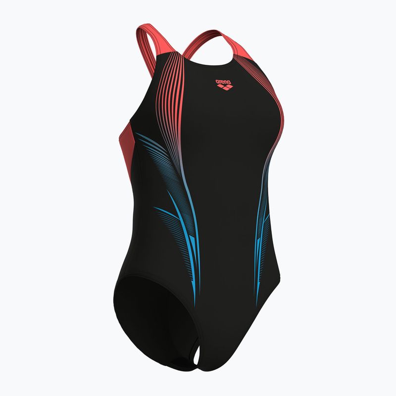Дамски цял бански костюм arena Blast V Back black/calypso coral 3