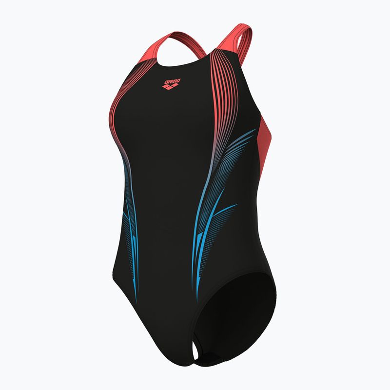 Дамски цял бански костюм arena Blast V Back black/calypso coral 4