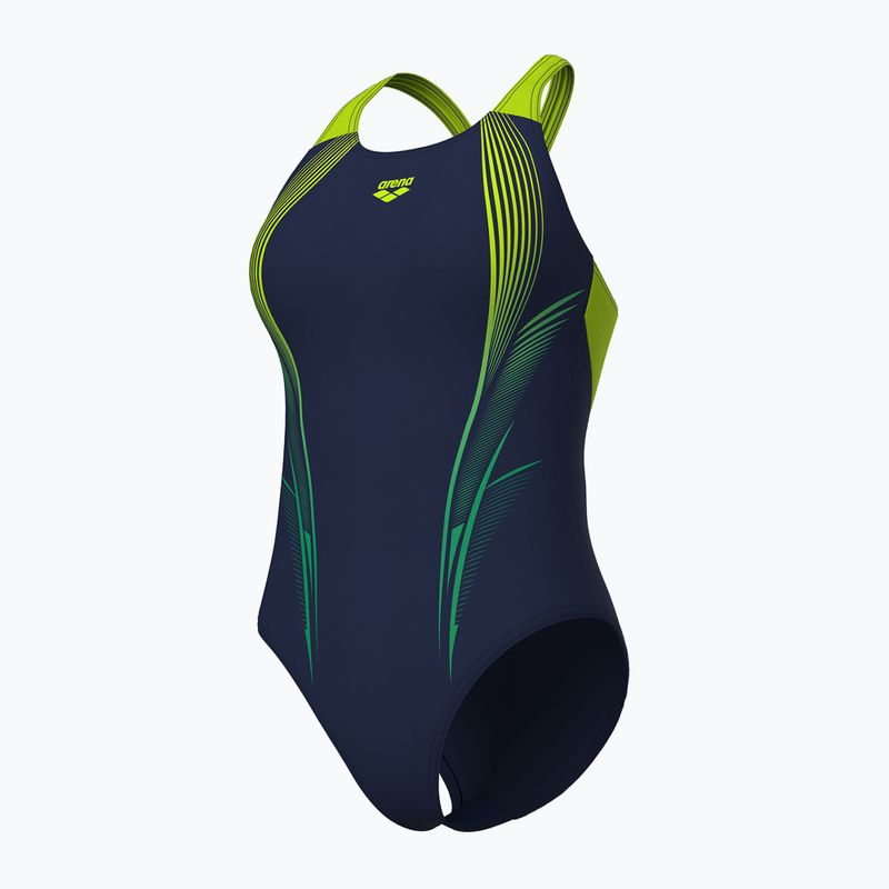Дамски цял бански костюм Arena Blast V Back navy/artic lime 4