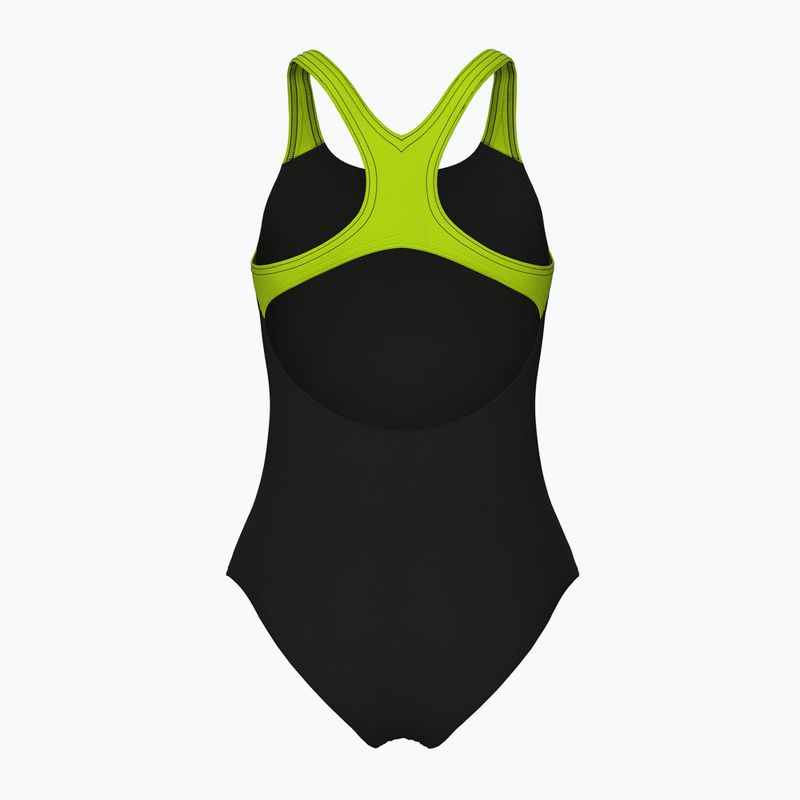 Детски цял бански костюм arena Sound Track Swim Pro Back black/artic lime 2