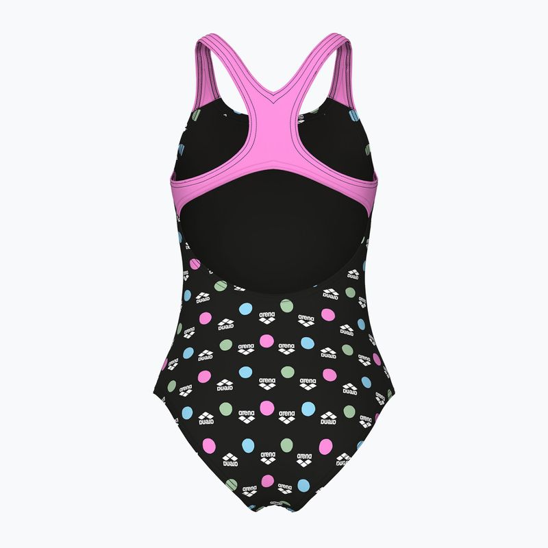 Детски цял бански костюм arena Multiple Dot Swim Pro Back multi black/orchid 2