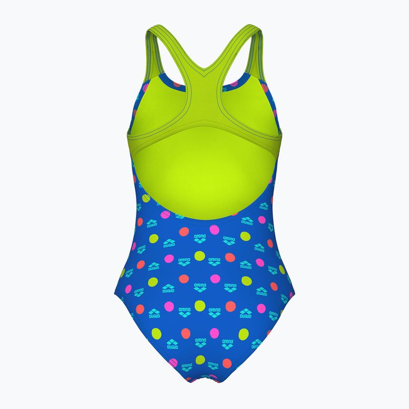 Детски цял бански костюм arena Multiple Dot Swim Pro Back multi blue/artic lime 2