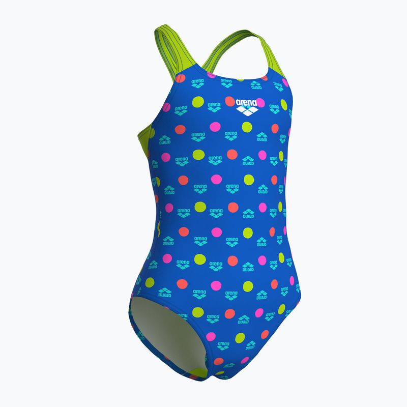 Детски цял бански костюм arena Multiple Dot Swim Pro Back multi blue/artic lime 3