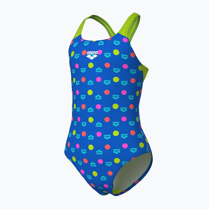 Детски цял бански костюм arena Multiple Dot Swim Pro Back multi blue/artic lime 4
