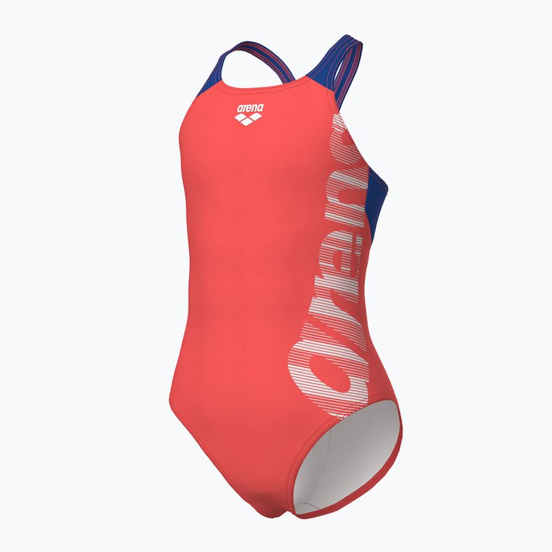 Детски цял бански костюм Arena Graphic V Back calypso coral/royal 4