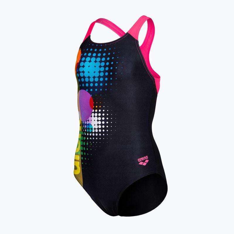 Детски цял бански костюм arena Dots Swim Pro Back black multi/black/shocking pink 3