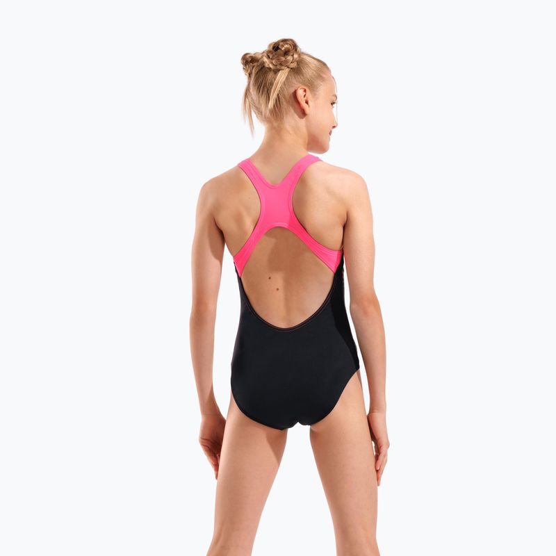 Детски цял бански костюм arena Dots Swim Pro Back black multi/black/shocking pink 7