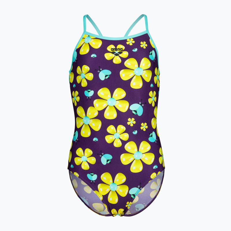 Детски цял бански костюм arena Spring Lightdrop Back plum multi/water