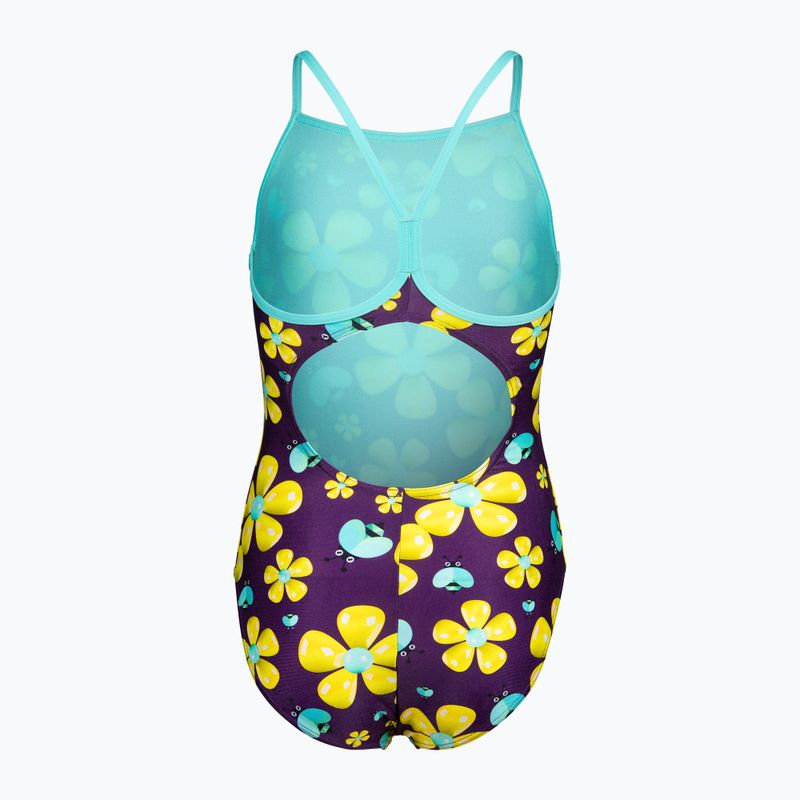 Детски цял бански костюм arena Spring Lightdrop Back plum multi/water 2