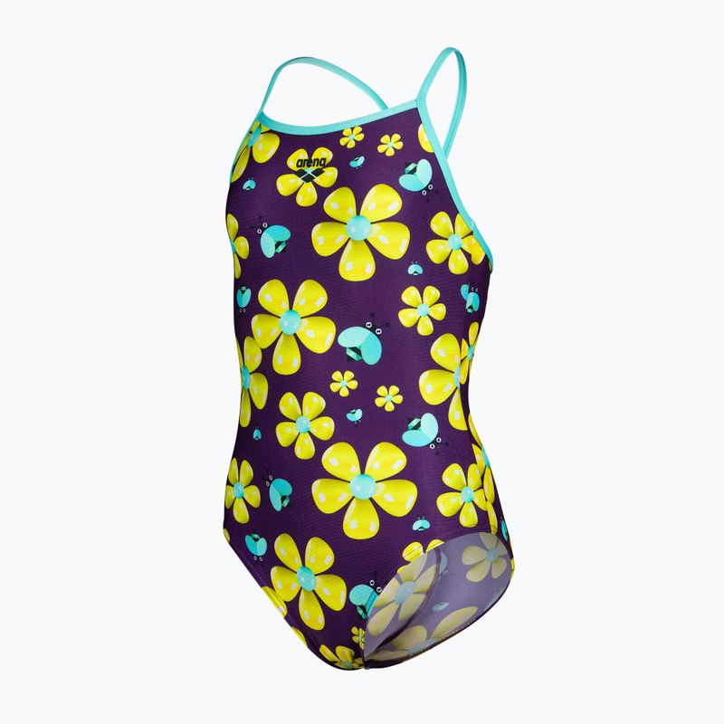 Детски цял бански костюм arena Spring Lightdrop Back plum multi/water 3