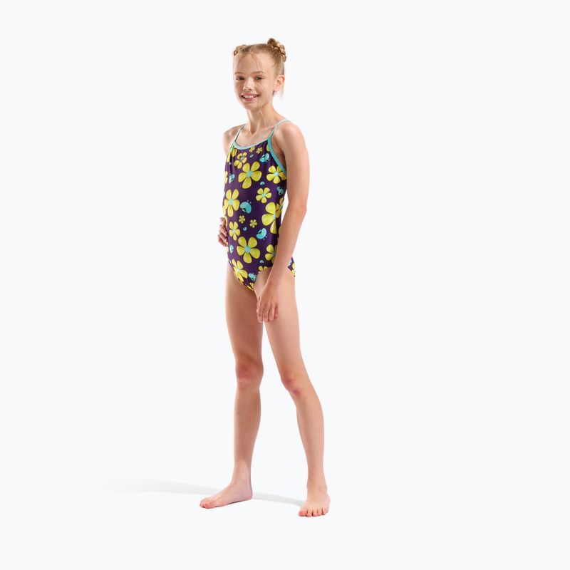 Детски цял бански костюм arena Spring Lightdrop Back plum multi/water 6