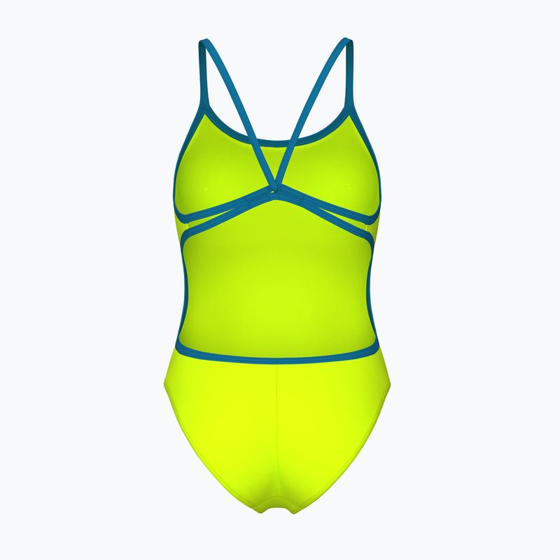 Дамски цял костюм за плуване Arena Lace Back Solid artic lime/blue cosmo 2