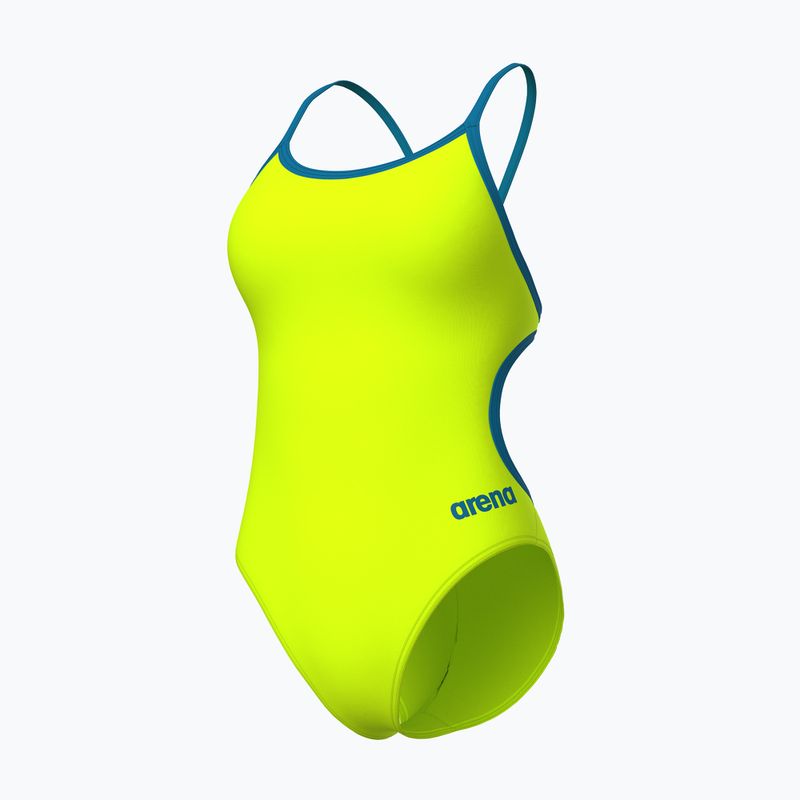Дамски цял костюм за плуване Arena Lace Back Solid artic lime/blue cosmo 3