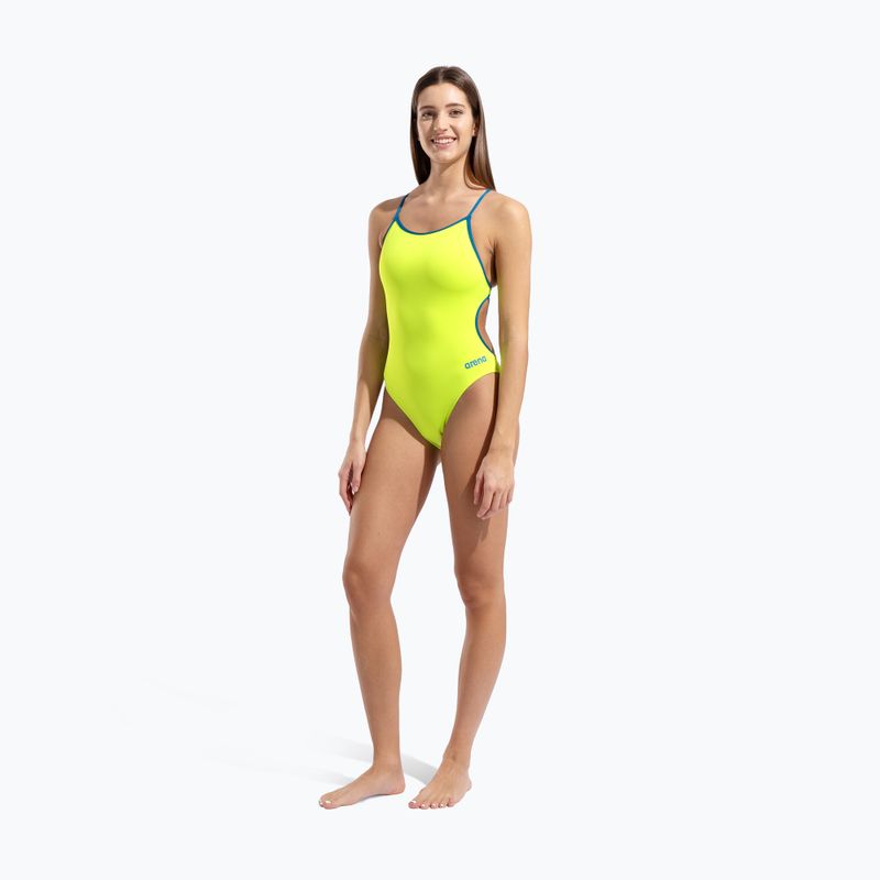 Дамски цял костюм за плуване Arena Lace Back Solid artic lime/blue cosmo 6