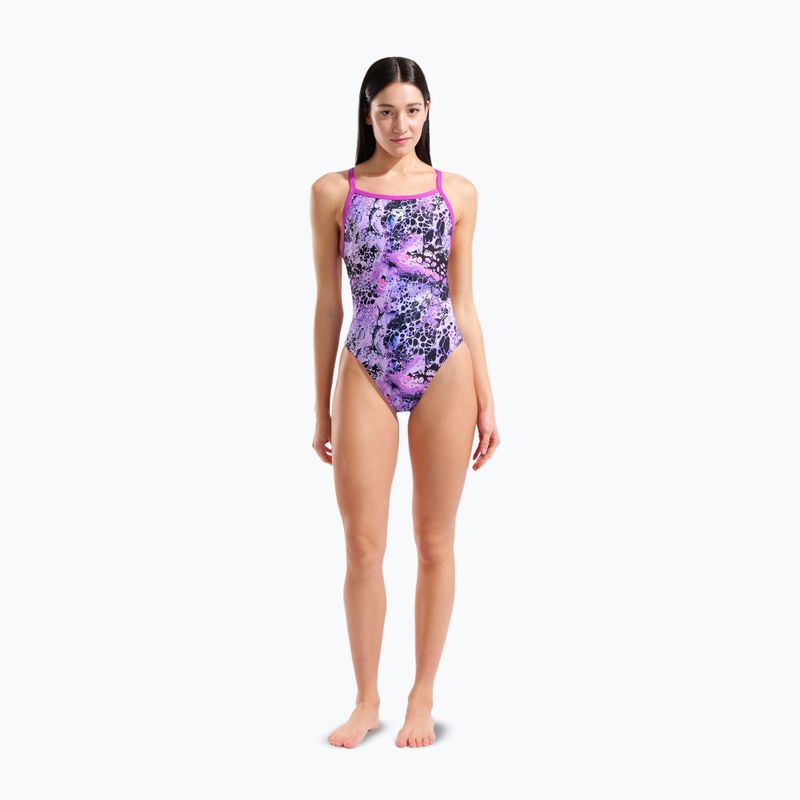 Дамски цял костюм за плуване arena Earth View Xcriss Cross pink multi/very fuchsia 2