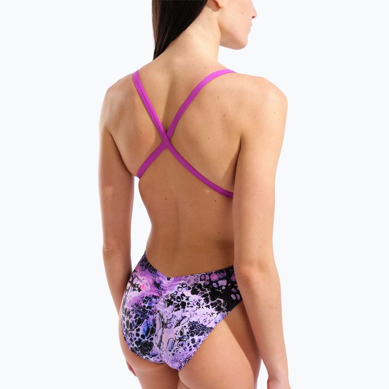 Дамски цял костюм за плуване arena Earth View Xcriss Cross pink multi/very fuchsia 5