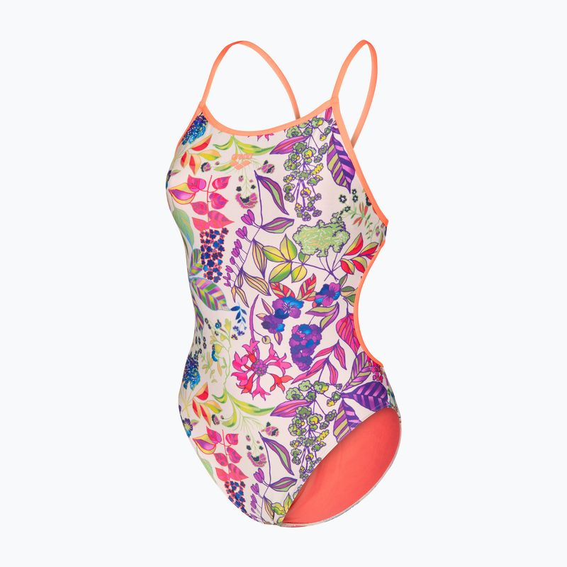 Дамски цял костюм за плуване arena Painting Lace Back multi/bright coral 3