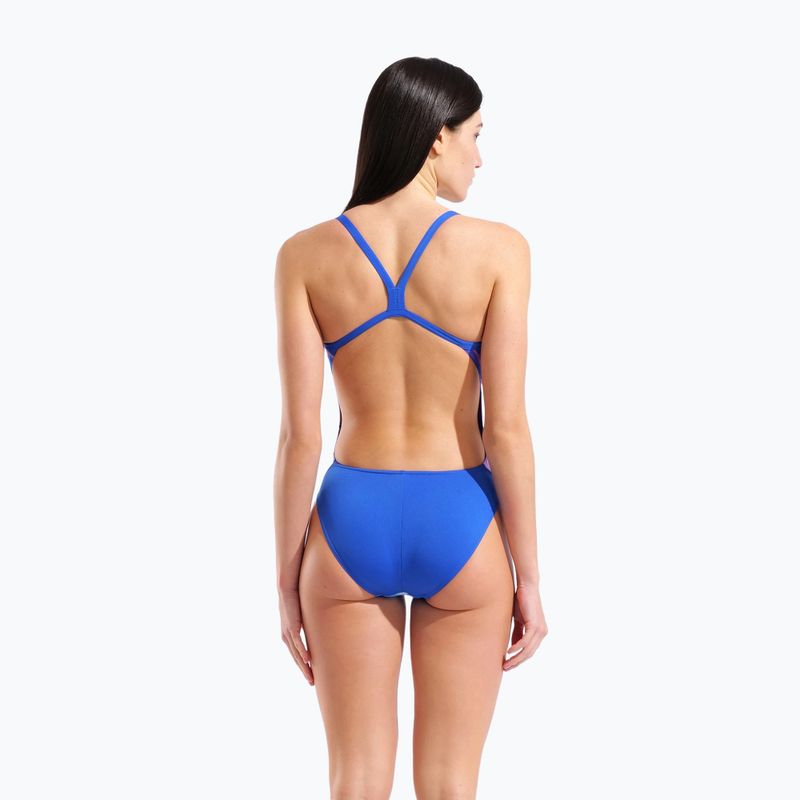 Дамски цял костюм за плуване arena Earth Challange Back neon blue multi/neon blue/neon blue 3
