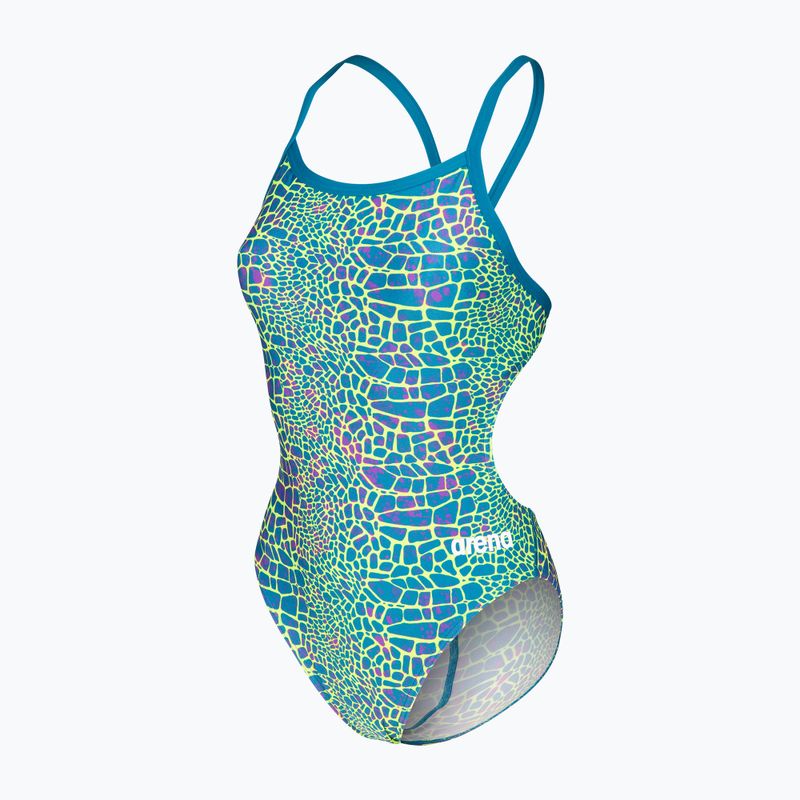 Дамски цял костюм за плуване arena Snake Skin Challenge blue cosmo multi/blue cosmo 3